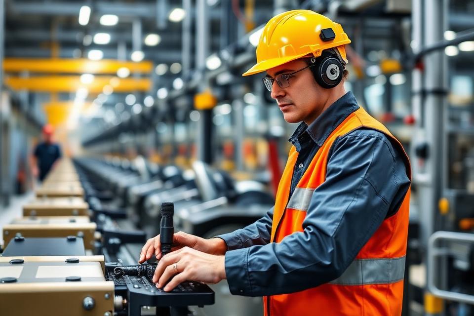 Technicien industriel pilotant une ligne de production en usine