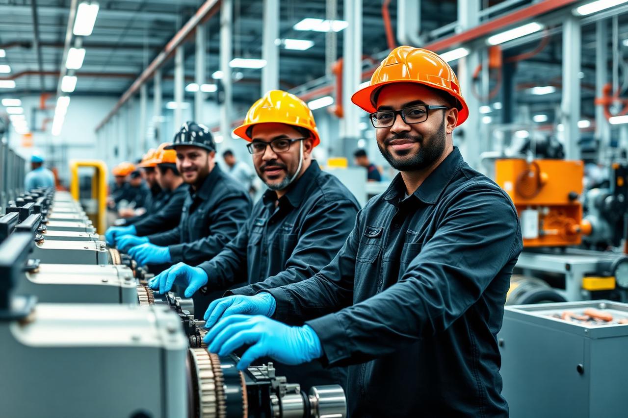Techniciens dans une usine industrielle moderne